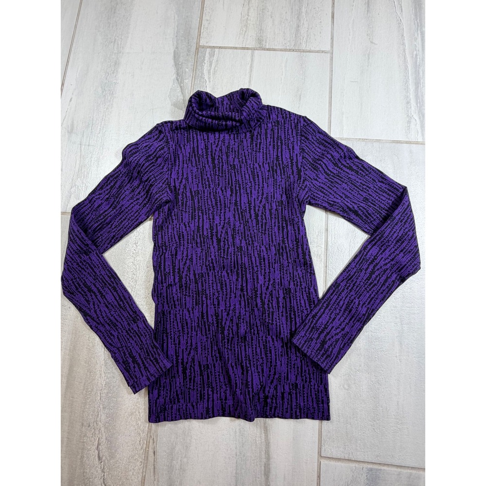 Athleta Flurry Elemental Turtleneck Purple Black Textured Knit Top XXS